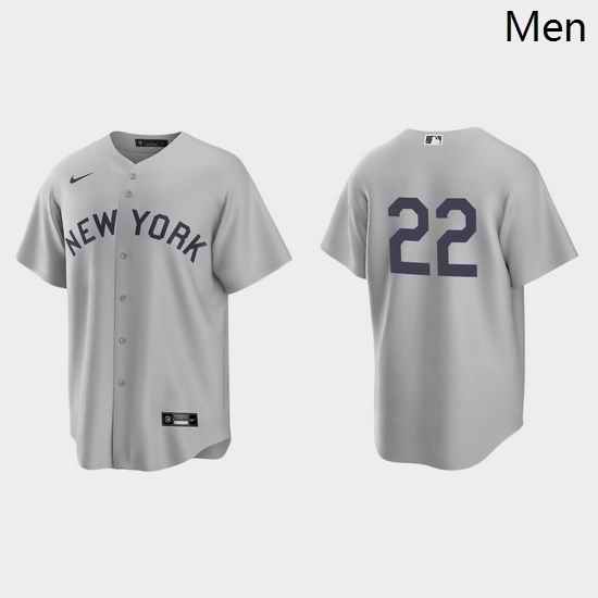 Men New York Yankees 22 Greg Allen Men Nike Gray 2021 Field of Dreams Game MLB Jersey